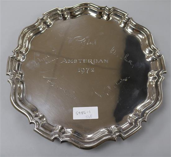 An Edwardian silver salver, with later engrave signatures, London, 1904,
